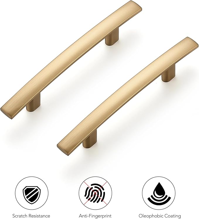 Ravinte 30 Pack | 5-3/16'' Curved Cabinet Pulls Champagne Bronze Kitchen Drawer Pulls Arch Cabinet Handles 5-3/16?쒵ength, 3??Hole Center