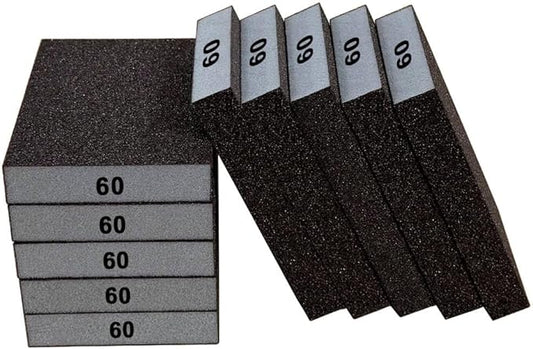 Fine Sanding Block Sandpaper Sponge - 10Pcs 60 Grit Sand Paper Blocks for Wood, Metal, and Drywall