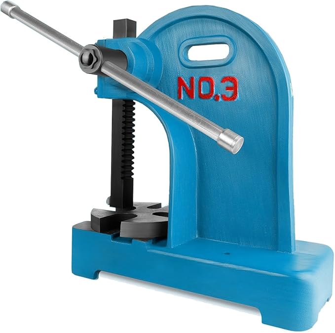 12-inch Maximum Height Press,3-ton Heavy-Duty Manual Arbor Press, Heavy-Duty Metal Punch for Rivet Punching, benchtop Arbor Press for Stamping, Bending, and Drawing竊똋eather Rivet Press(3 Ton)