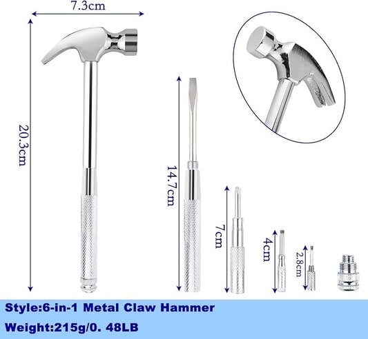 Claw Hammers GooMood 6 in 1 Metal Hammer 【a reliable set of tools for basic home maintenance】Multifunctional Camping Hammer Set Screwdriver with Screwdriver Hammers Multitool Hand Tools