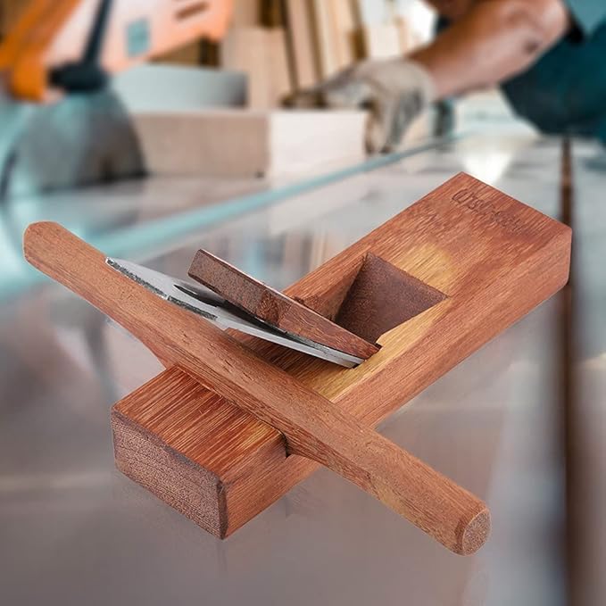 Vintage Brown Wooden Carpenter Woodworking Plane, 220mm, Assembly Kit Included