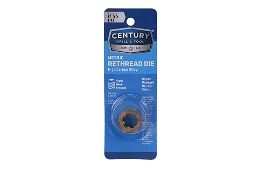 Century Drill & Tool, 92712, 12.0X1.75,Rethreading Die,Tool Set, Thread Repair