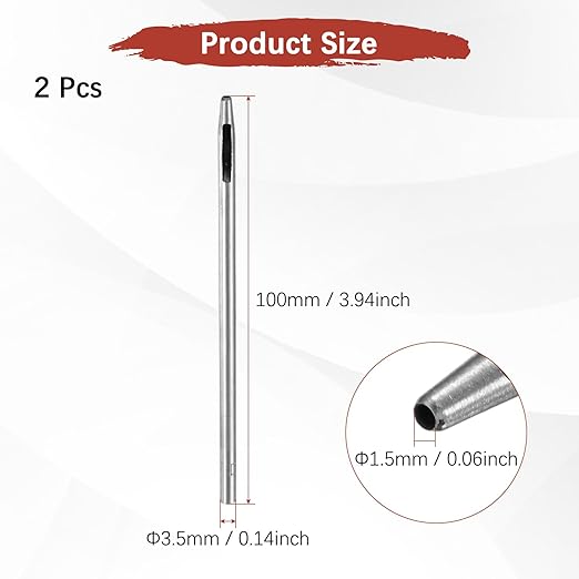1.5MM Leather Hole Punch Tool [2PCS] - Metal Round Belt Hole Puncher Use for Leather Working & Belts & Watch Band & Paper & Plastic - [Silver Tone] Round Hollow Tools
