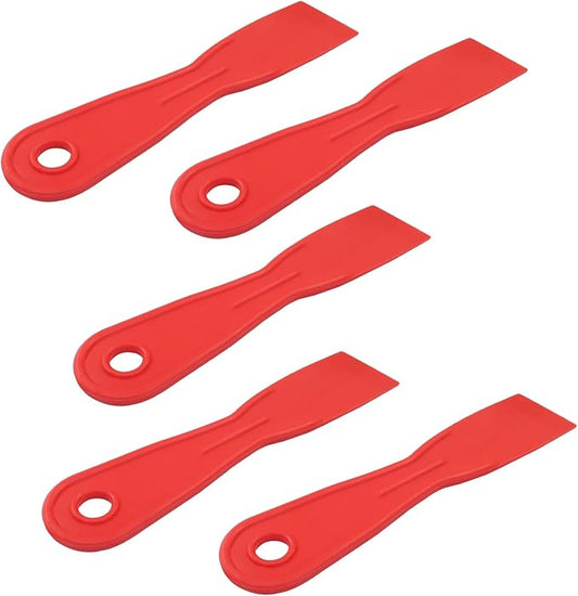 1.5 Inch Plastic Putty Knife Scraper, 5Pcs Flexible Spackle Knife for Spackling, Air Bubble Remover, Sticker Installation, Used for Repairing Walls, Pasting Plaster, Scraping Putty (Red)