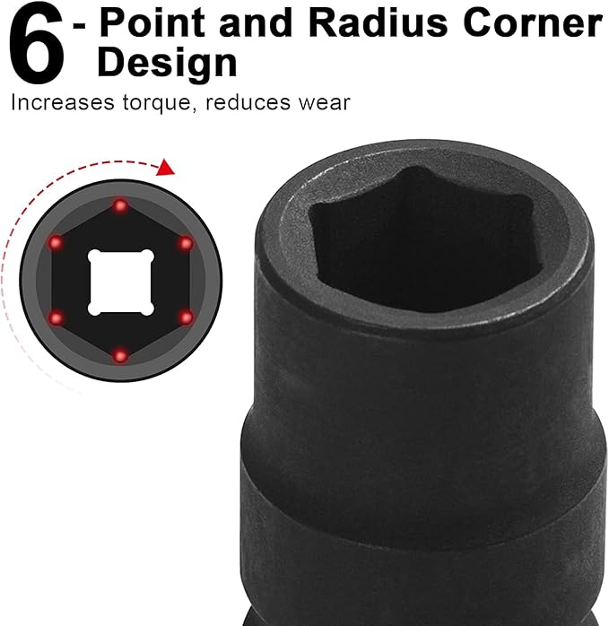 Jetech 3/4 Inch Drive 1-5/16 Inch Deep Impact Socket, Made with Heat-Treated Chrome Molybdenum Alloy Steel, 6-Point Design, SAE