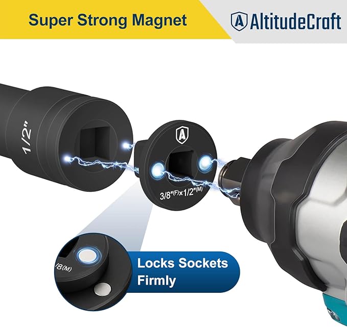2025 Low Profile Impact Socket Adapter Set, Drive Ratchet Adapter Set, Designed for Tight Spaces, 3/8" to 1/2", 1/4" to 3/8", 3/4" to 1", 1/2" to 3/4", 4PC