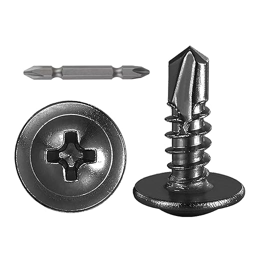 (350 pcs) Wensilon #10횞1/2??for Sheet Metal Self-Tapping Screws 410 Black Stainless Steel Truss Head High-Strength Quick Tapping