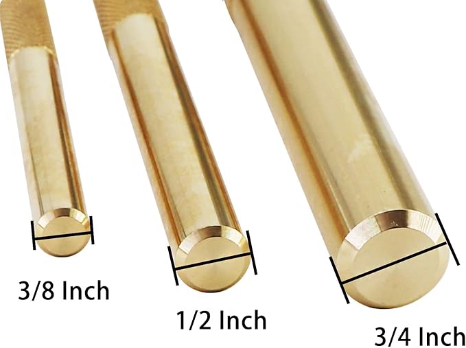 61360 Brass Drift Punch Set, 3/4-Inch 1/2-Inch 3/8-Inch 3/4'' 1/2'' 3/8'' Hand Tool Punches Tools for Home use