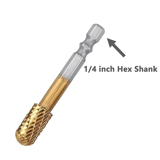 8Pcs Carbide Burr Set (1/4" & 3/8" Diameter) with 1/4 inch Hex Shank,Double Cut Tungsten Carbide Rotary Burr Set for DIY Grinder Metal Wood Carving Engraving Polishing Drilling Grinding Milling