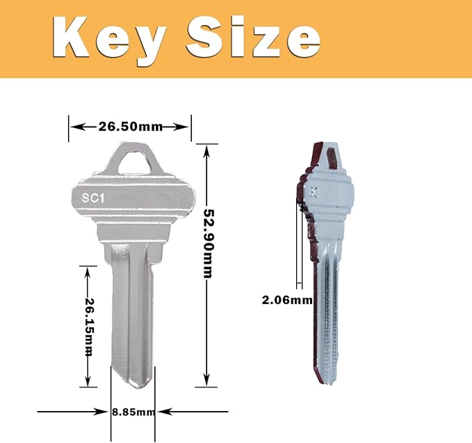 Premium Brass SC1 Key Blanks, Blank Key Compatible with 5-Pin Locks, Nickel Plated Surface, Uncut Blank Keys, Pack of 50