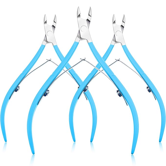 Mudder 3 Packs Cuticle Nippers Cuticle Cutter Stainless Steel Professional Nail Cuticle Trimmer Pointed Blade Cuticle Remover Scissors Pedicure Manicure Tool for Fingernails and Toenails (Blue)