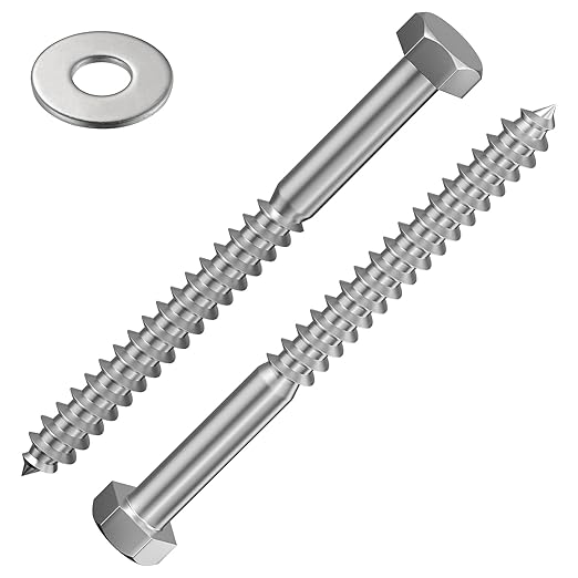 Lag Screws Wood Screws,(52PCS, 1/4" x2-1/2, Silver) Hex Head Lag Bolts,(6x65) Heavy Duty Lag Screws,304 Stainless Steel Bolts 18-8