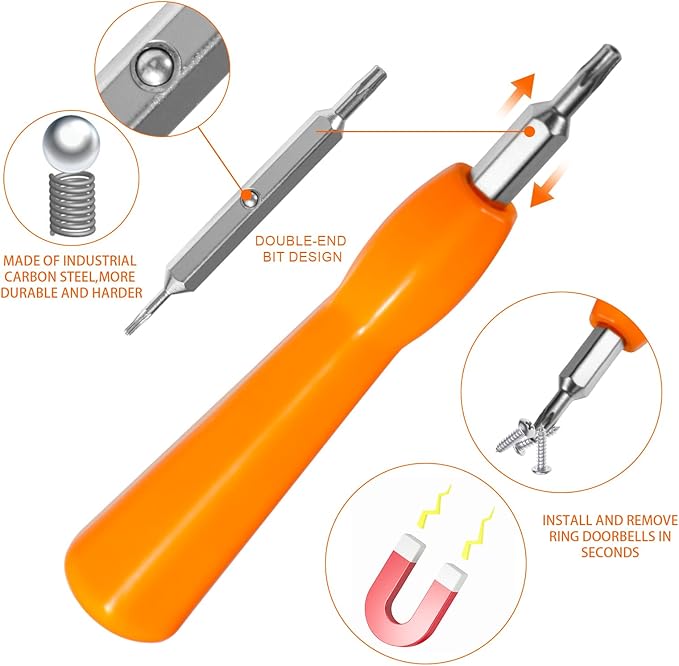 Screwdriver for Ring Doorbell Replacement, Torx T6 T15 Double Head Screwdriver
