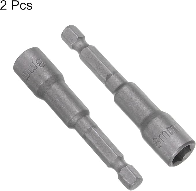 uxcell 8mm Magnetic Hex Socket 65mm/2.56", 1/4" Hex Shank Magnetic Power Nut Driver Set CR-V Quick-Release Extensions for Impact Drill Nut Setters Socket Wrench Screw, 2 Pcs