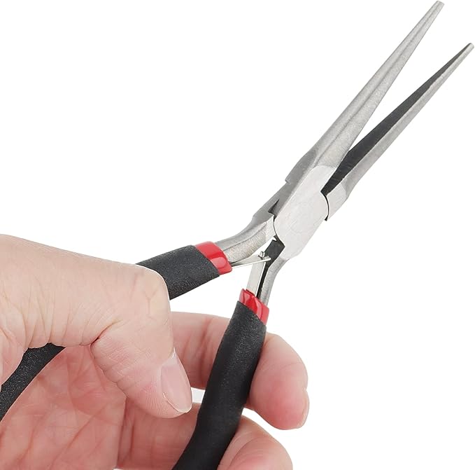 15 PCS 6 Inch Extra Long Needle Nose Pliers, Mini Precision Jewelry Pliers with Comfort Grip, Needle Nose Pliers for Jewelry Making, Repair, Crafts