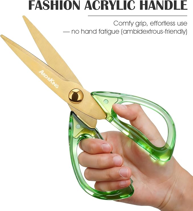 8.0inch Kitchen Shears, Sharp Stainless Steel Meat & Poultry Scissors, Transparent Blue Acrylic Handle, All Purpose Utility Cooking Scissors for Kitchen/BBQ/Home/Office