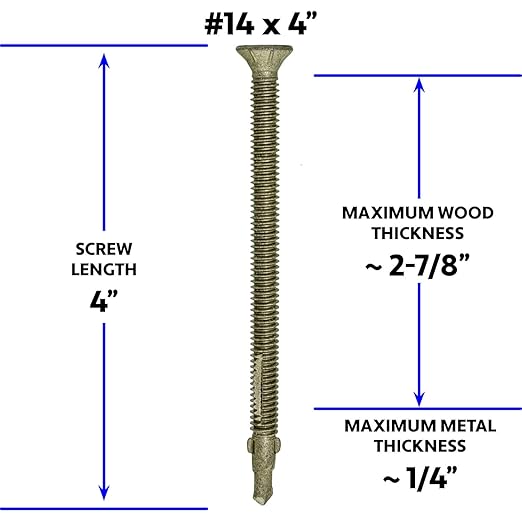 Jake Sales #14x4 Reamer Tek Torx/Star Head Self-Drilling Wood to Metal Screws - for Flatbeds, Trailers - T-30 Torx Screw Head 1 Pound - 24 Screws