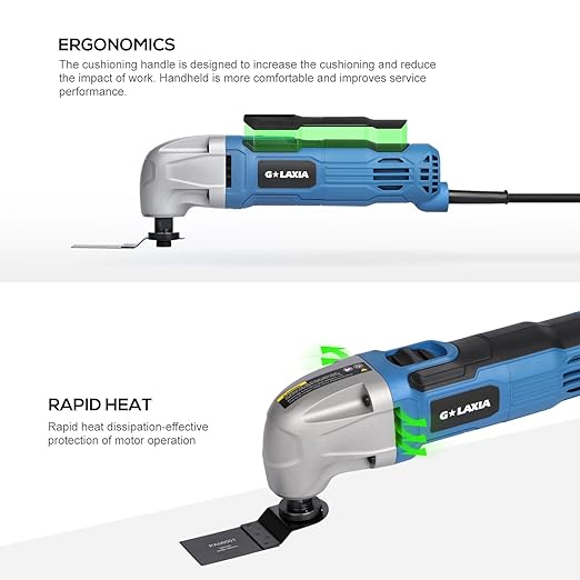 Oscillating Tool, 1.5A Oscillating Multi Tool with with 3째 Oscillation Angle, 12 Piece Accessories Scraping, Grinding, Sanding, Cutting