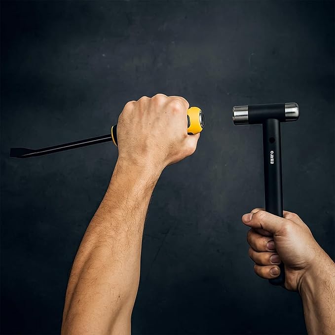 STEELITE Pry Bar Set, 8",12",18",24", Heavy Duty Pry Bar 4-Piece Mechanic Hand Tools with Thicker Strike Cap Ergonomic Handle