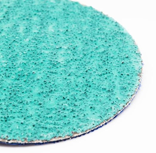 Benchmark Abrasives 3 Inch Sanding Discs Quick Change Green Zirconia, Male R Type Backing - Drill & Die Grinder Sanding Disc for Deburring Polishing Rust Remover for Metal (25 Pack) - 60 Grit