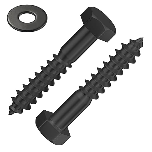 Lag Screws Wood Screws,(70PCS, 1/4" x1-1/4, Black) Hex Head Lag Bolts,(6x30) Heavy Duty Lag Screws,304 Stainless Steel Bolts 18-8