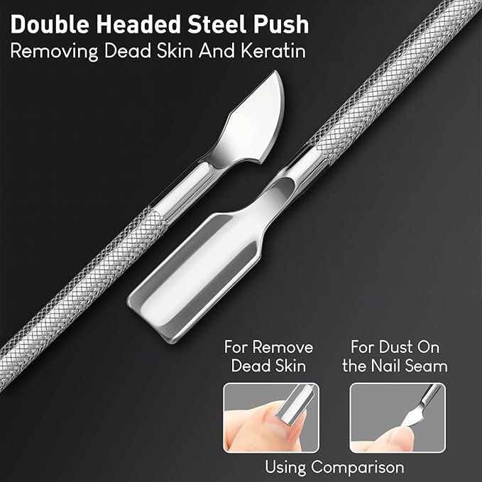 UM Supplies Cuticle Trimmer | Professional Cuticle Nipper With 2 Pushers, Nail Cutter + Pouch | Travel Set | Pedicure Manicure Nail Care Tool Stainless Steel (Jaw 5mm Double Spring)