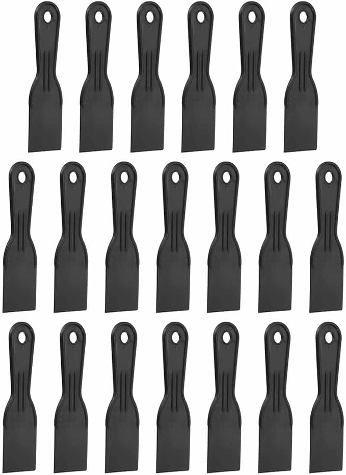 HARFINGTON 20pcs Putty Knife Scraper 2" Width Flexible Plastic Putty Knife Paint Scraper Tool for Taping Drywall Spreading Painting Wall Scratching Black