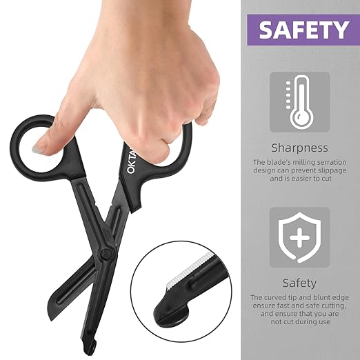 OK TAPE Shears - Bandage Scissors竊똌edical Scissors, EMT Trauma Shears, Non-Stick Scissors, First Aid Outdoor Stainless Steel Teflon, Black Handle and Black Coated Blades, 1 Packs