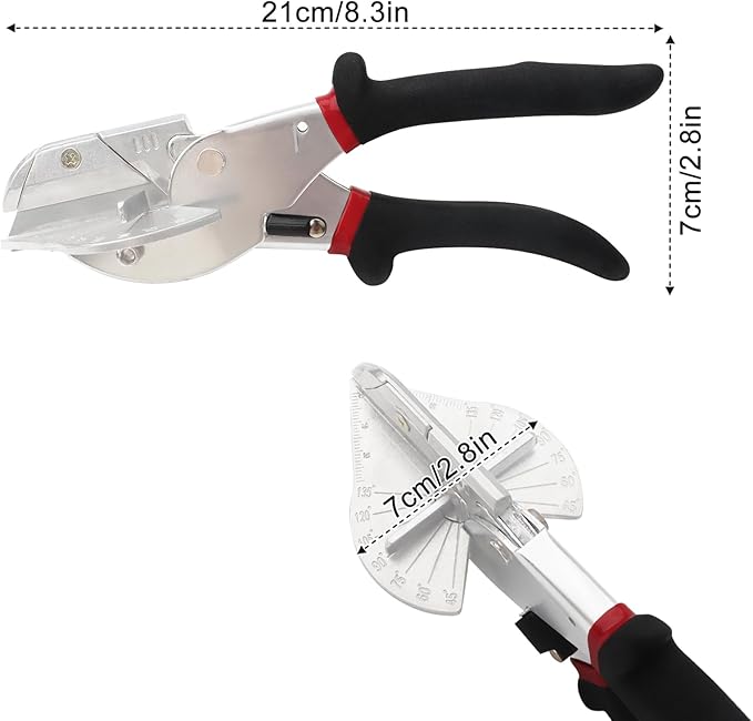 Miter Shears for Wood Trim Molding, Multi Angle 45-135째 Adjustable Angle Scissors Trim Shears Tools with 20 Replacement Blades & Screwdriver for Cutting Soft Wood, Plastic, PVC, Moulding Trim