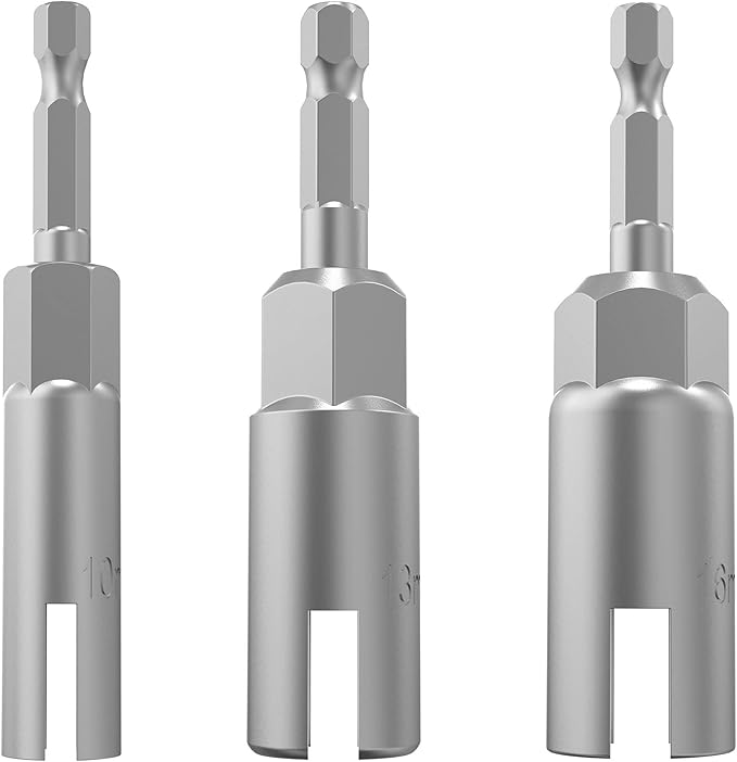 3 Pack (10mm,13mm,16mm) 1/4 Inch Hex Shank Nut Driver, Power Wing Nut Driver Set Bit Socket Wrenches Tools Set Slot Wing Nuts Drills Bits for Panel Nuts Screws Eye C Hook Bolt
