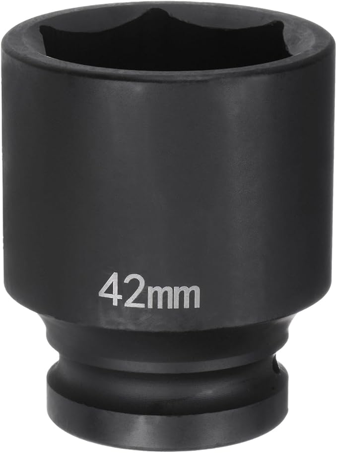 HARFINGTON 6-Point Impact Socket 3/4" Drive 42mm Metric 40Cr Alloy Steel Spindle Axle Nut Impact Socket