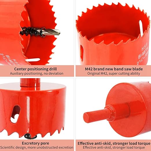 Hole Saw Drill Bit LAIWEI HSS Hole Cutter with Arbor for Wood,PVC Board and Plasterboard(1-3/8"(35mm Hole Saw))