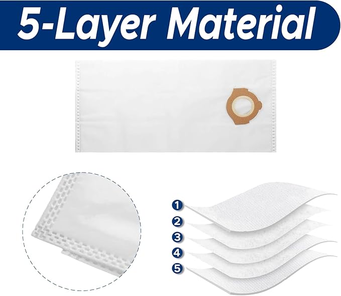49-90-2016 Fleece Dust Bags for Milwaukee 0960-20, 0960-21 M12 FUEL 1.6 Gallon Wet/Dry Vacuum & 0970-20 M18 FUEL 2.5 Gallon Wet/Dry Vacuum, Fleece Dust Bags for M12 Fuel and M18 Fuel Vacuum
