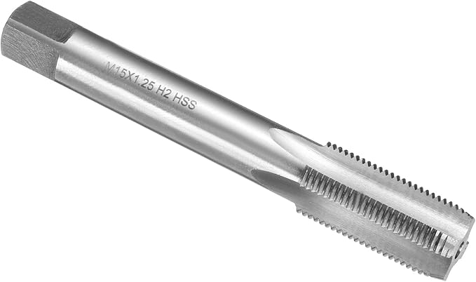 uxcell Hand Plug Tap M15 x 1.25 H2 Metric Thread Plug Style Taps Straight Flute Screw Tapping Threading Tool High Speed Steel HSS6542