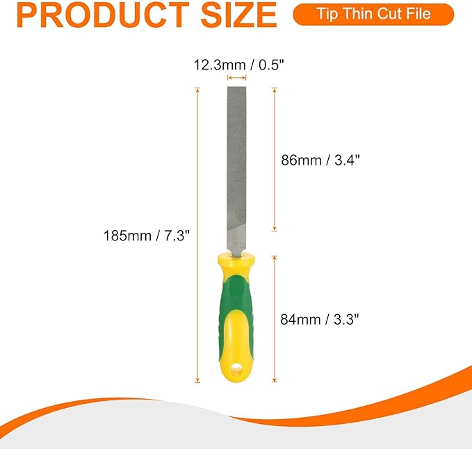 HARFINGTON 3pcs Flat Cut File 4" Double Cut Teeth High Carbon Steel Hand Rasp File with Plastic Handle for Metal Wood Deburring Removing