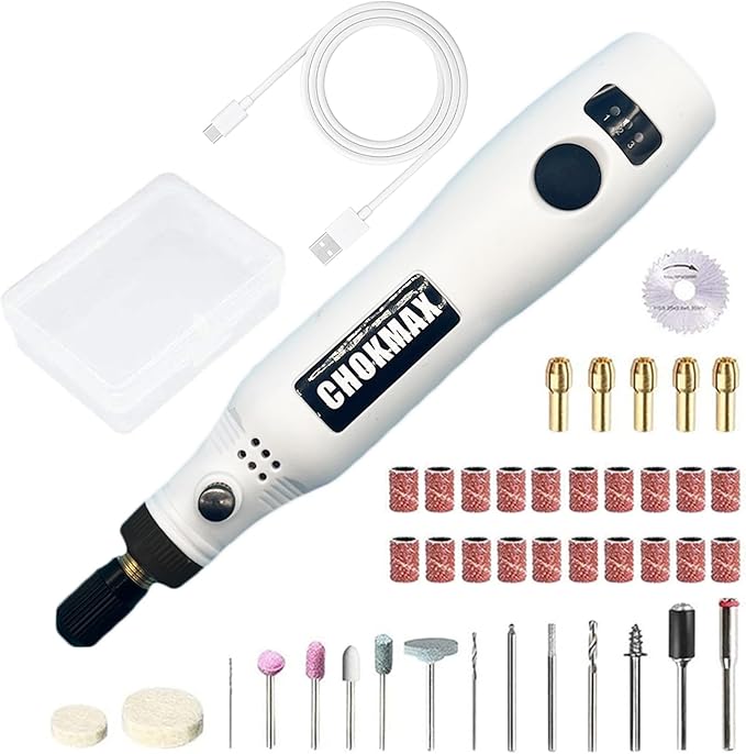 Cordless Rotary Tool, 3.7V Li-ion Mini Rotary Multi-Tool Kit with Variable Speed, 42pcs Accessories Kit Electric Rotary DIY Grinder for Polishing, Cleaning and Engraving White