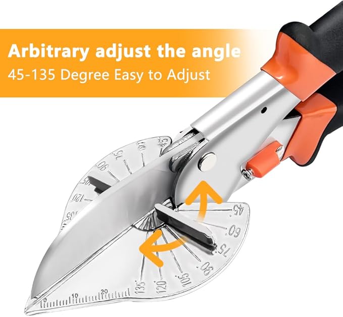 BELLOYON Multi Angle Miter Shear Cutter, Hand Tools for Cutting Soft Wood, Plastic, Moulding Trim, Quarter Round Cutter, Adjustable at 45 To 135 Degree With 2 Spare Blades
