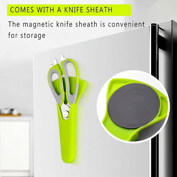 Kitchen Scissors All-Purpose Heavy Duty, Poultry Shears with Strong Magnet Knife Holder, Stainless Steel Removable Safe Blade, Kitchen Shears For Food, Cutting Meat, Herbs, Poultry, Bones