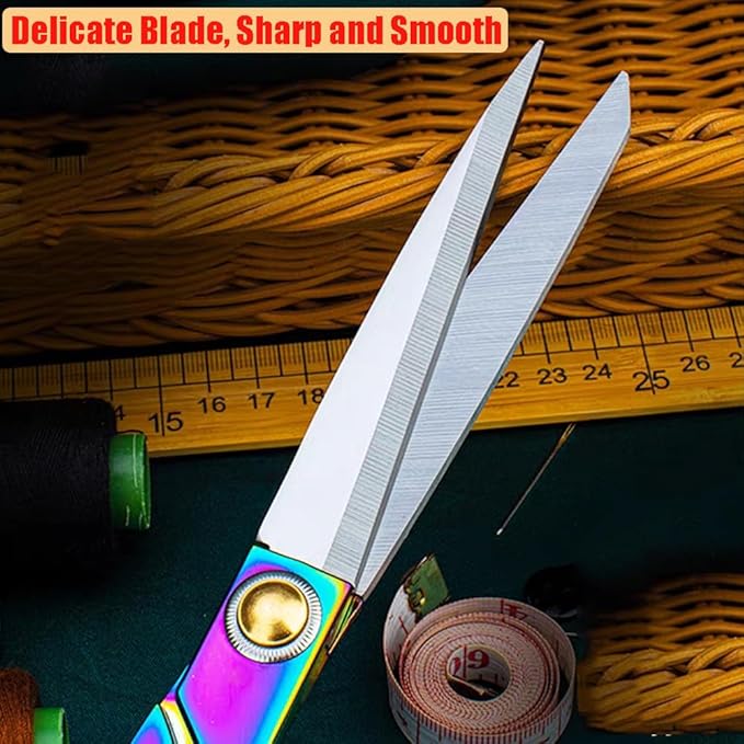 Heavy Duty Tailor Shears Set, Dressmaking Scissors Fabric Scissors Stainless Steel Sharp Shears & Soft-Grip Handle for Cutting Fabric, Clothes, Leather, Denim, Altering, Sewing (Colorful)