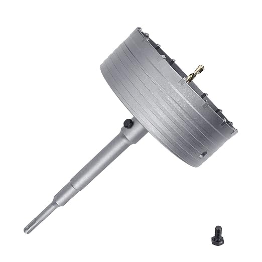 130mm (5-1/8 inch) Concrete Hole Saw with 220mm SDS Plus Shank Connecting Rod, Tungsten Carbide Teeth (7.7mm x 4mm) Cement Hole Saw for Concrete Cement Brick Wall Stone 130mm / 5-1/8 inch