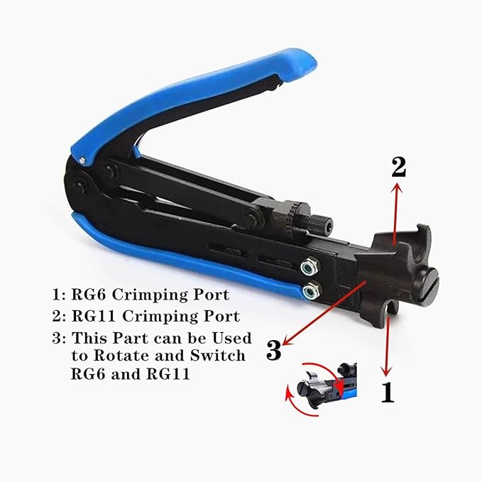 Gaobige Coax Cable Crimper Tool Kit, Coaxial Compression Tool for rg6 rg59 rg11, Wire Stripper, 10pcs RG6 F Male and Female Connectors, Screwdriver
