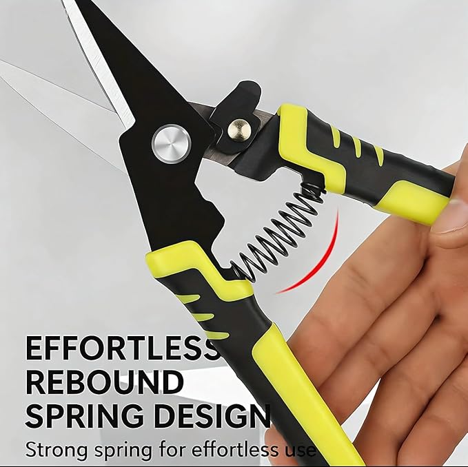 Aviation Tin Snips Set, 2-Piece 8 Inch Straight Cut & Left Cut Aviation Shears, Heavy Duty Metal Shears with Safety Lock for Sheet Metal, Thin Steel, Carpet and Packaging Belt Shearing