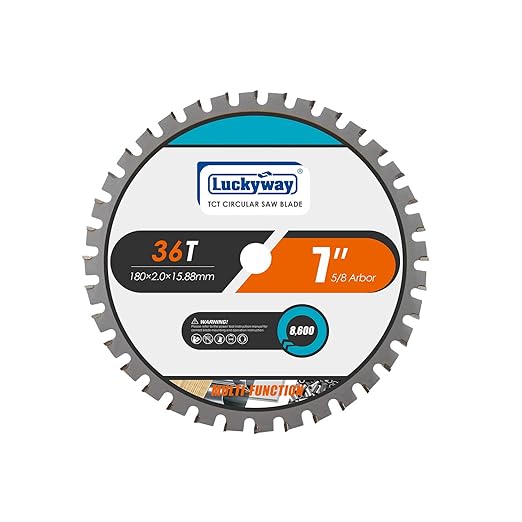 Luckyway 7 Inch Circular Saw Blade 36T with 5/8 Inch Arbor General Purpose Carbide Saw Blade for Cutting Wood, Aluminum and Non-Ferrous Metals