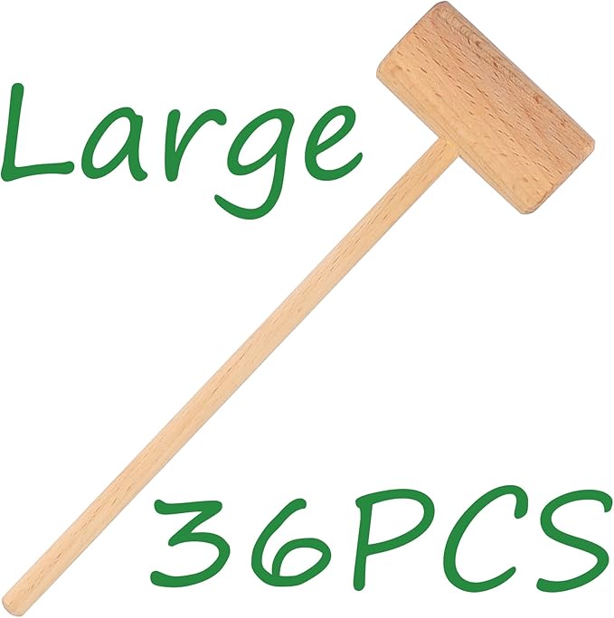 8.26" Wooden Crab Mallets Crab Hammers Lobster Seafood Crackers(36 pieces)
