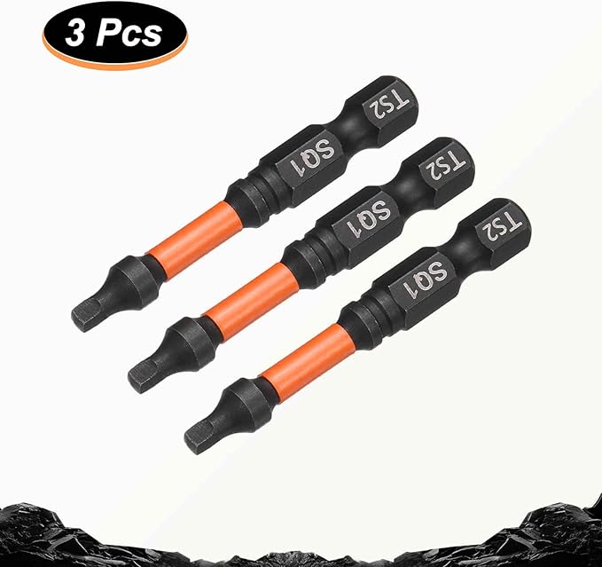 HARFINGTON 3pcs Square Head Screwdriver Bits 1/4" Hex Shank SQ1 Magnetic Head 2" Length S2 Steel Screw Driver Drill Bit for Repair Work Electric Screw Driver