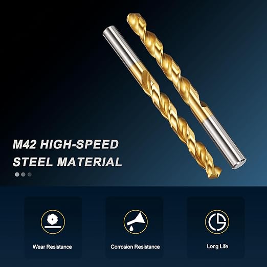 PATIKIL 12mm Drill Bit, M42 8% Cobalt High-Speed Steel Jobber Straight Shank 135° Titanium Nitride (TiN) Coated for Hard Metal Stainless Steel - 2 Pack