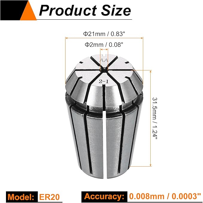 HARFINGTON Spring Collet Chuck ER20 2mm 65Mn Spring Steel Precision Router Collets for CNC Engraving Milling Lathe Tool