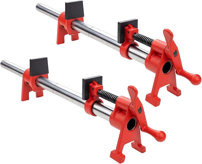 DEEFIINE 3/4 Inch Wood Gluing Pipe Clamp Set with 30" Metal Pipe, 2-Pack Professional H-Style Heavy Duty Quick Release Clamps for Woodworking(2)