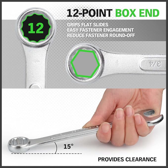 SWANLAKE GARDEN TOOLS 26-Piece Combination Wrench Set with Roll-up Pouch, SAE 1/4??- 1?? Metric 8mm - 24mm, Perfect for General Household, Garage, Auto Repairs and Travel Emergency