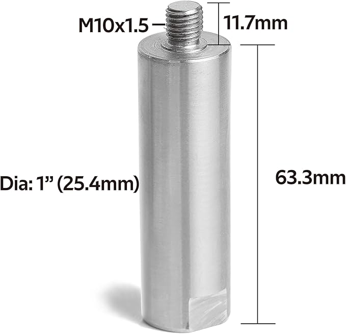 1" Dia Post with 3" Total Length for Wood Lathe Tool Rest Including Thread, M10X1.5 Thread